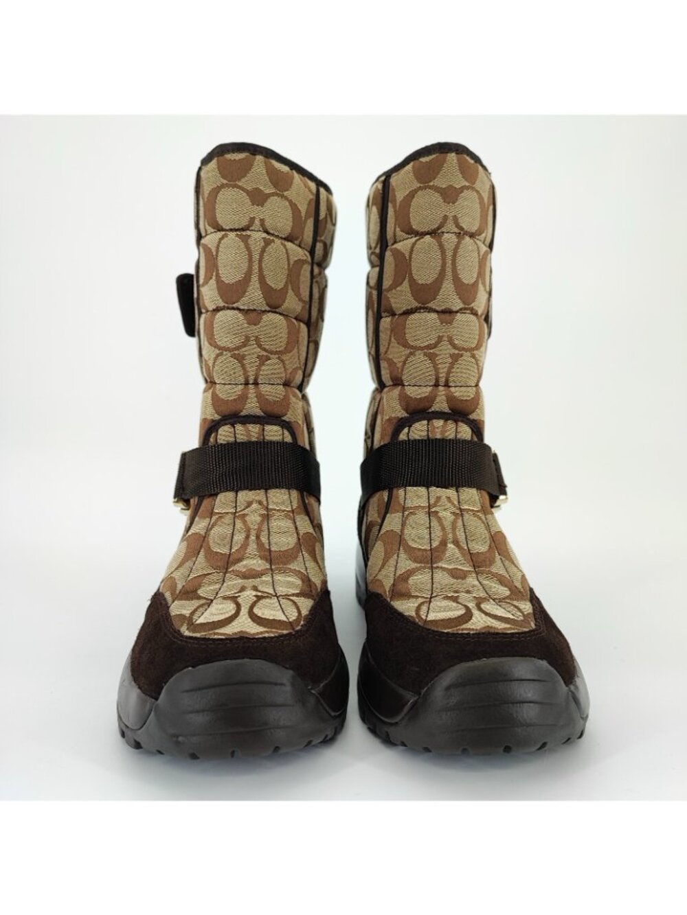 Coach Sharron Women’s 9 Boot Canvas Brown Snow Signature C A7642 - Picture 3 of 10